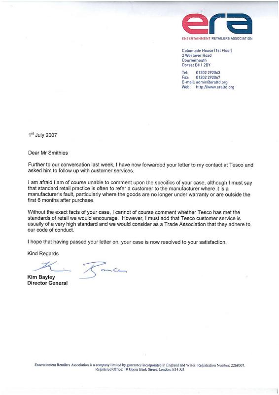ERA letter about xBox 360 Ring of Death issue